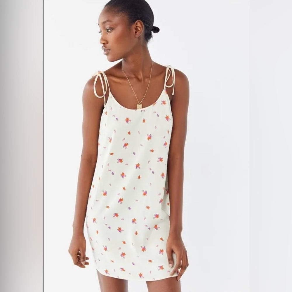 Urban Outfitters Cream Red Slip Dress Sleeveless Mini